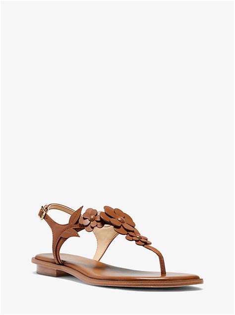 leather flower like michael kors|Flora Appliqué Leather Sandal .